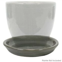 Best Sale 😀 Sunnydaze Decor Sunnydaze High-Fired Glazed UV- and Frost-Resistant Outdoor/Indoor Ceramic Flower Pot Planter Saucers - 7" Diameter - Gray - 2-Pack 👍 -Planters Sales Store unnamed file 6797
