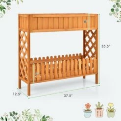 Cheap โญ Costway 2-Tier Raised Garden Bed Elevated Wood Planter Box for Vegetable Flower Herb ๐งจ