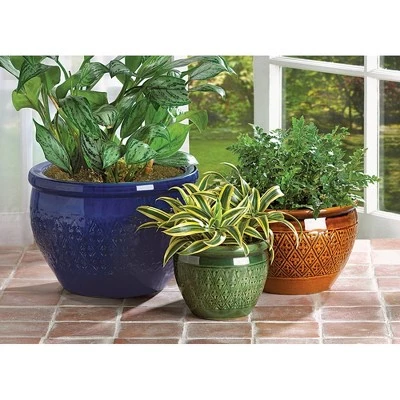 Deals ⌛ Zingz & Thingz Set of 3 Ceramic Flower Pots Jewel Tone - Zings & Thingz ✨ 2 Deals ⌛ Zingz & Thingz Set of 3 Ceramic Flower Pots Jewel Tone - Zings & Thingz ✨