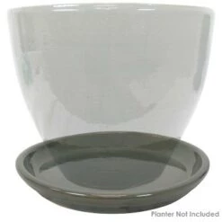 Flash Sale ⌛ Sunnydaze Decor Sunnydaze Outdoor/Indoor High-Fired Glazed UV-Resistant and Frost-Resistant Ceramic Flower Pot Planter Saucer - 12" Diameter - Gray - 2-Pack 🎁 -Planters Sales Store unnamed file 6820