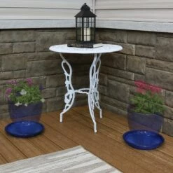 Best Pirce 🛒 Sunnydaze Decor Sunnydaze Outdoor/Indoor High-Fired Glazed UV- and Frost-Resistant Ceramic Flower Pot Planter Saucers - 9" Diameter - Imperial Blue - 2-Pack 👍