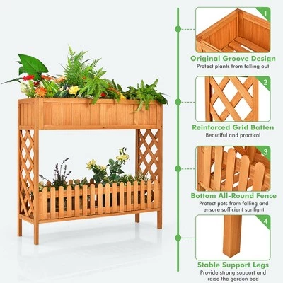 Cheap ⭐ Costway 2-Tier Raised Garden Bed Elevated Wood Planter Box for Vegetable Flower Herb 🧨 6 Cheap ⭐ Costway 2-Tier Raised Garden Bed Elevated Wood Planter Box for Vegetable Flower Herb 🧨 - Image 4