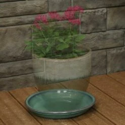 Flash Sale ✨ Sunnydaze Decor Sunnydaze High-Fired Glazed UV-Resistant and Frost-Resistant Ceramic Flower Pot Planter Saucers - 9" Diameter - Seafoam - 4-Pack 🌟 -Planters Sales Store unnamed file 6877