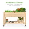 Best Sale ✔️ Best Choice Products Raised Garden Bed 48x24x32in Mobile Elevated Wood Planter w/ Lockable Wheels, Storage Shelf, Liner 👍