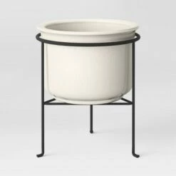 Best Sale ✨ Outdoor Stoneware Ceramic Planter with Stand White - Threshold™ 🥰 -Planters Sales Store unnamed file 6946