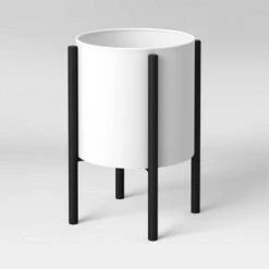 Flash Sale ❤️ Iron Indoor/Outdoor Planter with Stand White/Black - Project 62™ 🎁 -Planters Sales Store unnamed file 6954