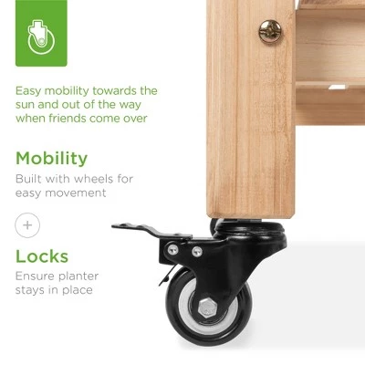 Best Sale โ๏ธ Best Choice Products Raised Garden Bed 48x24x32in Mobile Elevated Wood Planter w/ Lockable Wheels, Storage Shelf, Liner ๐ 4 Best Sale โ๏ธ Best Choice Products Raised Garden Bed 48x24x32in Mobile Elevated Wood Planter w/ Lockable Wheels, Storage Shelf, Liner ๐ - Image 2