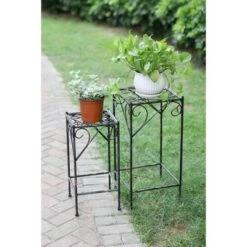 Buy 🔔 2pc Square Iron Plant Stands With Ridged Detail Black - Ore International 😍 -Planters Sales Store unnamed file 7009
