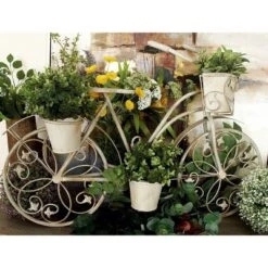 Outlet 😉 Olivia & May 26" Farmhouse Iron Vintage Tricycle Plant Stand Silver - Olivia & May 🥰