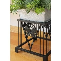 Promo 🧨 16" Iron Modern Indoor Outdoor Julia Butterfly Plant Stand Black Powder 🧥 Coat Finish - Achla Designs ❤️ -Planters Sales Store unnamed file 7083