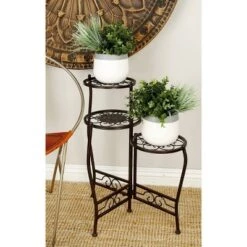 Best deal 👍 Olivia & May 24" Modern Metal Novelty Plant Stand Brown - Olivia & May ⌛