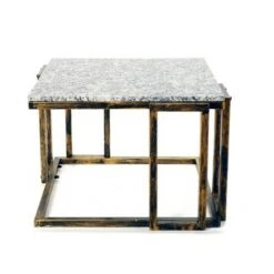 Wholesale 👍 14.5" Metal Rectangular Plant Stand with Granite Marble Top - Black/Gold - Ore International 💯