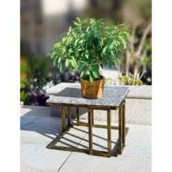 Wholesale 👍 14.5" Metal Rectangular Plant Stand with Granite Marble Top - Black/Gold - Ore International 💯 -Planters Sales Store unnamed file 7092