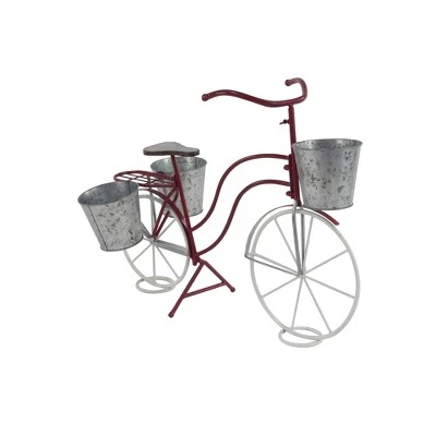 Budget 🛒 Olivia & May 23" Eclectic Tin Novelty Bicycle Plant Stand Red/Gray - Olivia & May 😉 5 Budget 🛒 Olivia & May 23" Eclectic Tin Novelty Bicycle Plant Stand Red/Gray - Olivia & May 😉 - Image 3