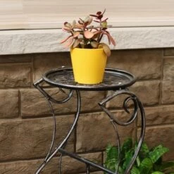 Coupon 💯 Sunnydaze Decor Sunnydaze Indoor/Outdoor Steel 3-Tiered Victorian Potted Flower Plant Stand Display Shelf - 31" - Black 🥰 -Planters Sales Store unnamed file 7103