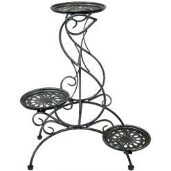 Coupon 💯 Sunnydaze Decor Sunnydaze Indoor/Outdoor Steel 3-Tiered Victorian Potted Flower Plant Stand Display Shelf - 31" - Black 🥰 -Planters Sales Store unnamed file 7106