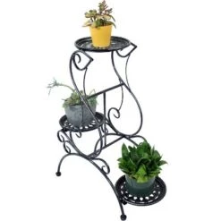 Coupon 💯 Sunnydaze Decor Sunnydaze Indoor/Outdoor Steel 3-Tiered Victorian Potted Flower Plant Stand Display Shelf - 31" - Black 🥰 -Planters Sales Store unnamed file 7107