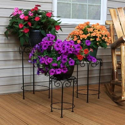 Promo โ Sunnydaze Decor Sunnydaze Indoor/Outdoor Iron Metal Potted Flower Plant Stand with Scroll Design - 24" - Black - 3pc ๐ 3 Promo โ Sunnydaze Decor Sunnydaze Indoor/Outdoor Iron Metal Potted Flower Plant Stand with Scroll Design - 24" - Black - 3pc ๐