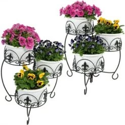 Brand new 😉 Sunnydaze Decor Sunnydaze Indoor/Outdoor Iron Metal French Lily Decorative 3-Tiered Flower Plant Stand - 22" - Black - 2pk 😀 -Planters Sales Store unnamed file 7136
