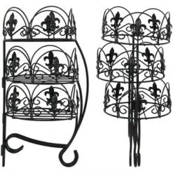 Brand new 😉 Sunnydaze Decor Sunnydaze Indoor/Outdoor Iron Metal French Lily Decorative 3-Tiered Flower Plant Stand - 22" - Black - 2pk 😀 -Planters Sales Store unnamed file 7137
