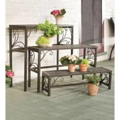 Best reviews of 😀 Plow & Hearth Set of 3 Nesting Metal Plant Stands with Scrollwork Design ❤️