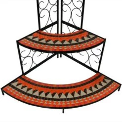 Best deal 😀 Sunnydaze Decor Sunnydaze Indoor/Outdoor Steel 3-Tiered Potted Flower Plant Corner Display Stand Shelf with Mosaic Tiled Top - 40" 🥰 -Planters Sales Store unnamed file 7159