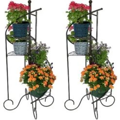Coupon 👏 Sunnydaze Decor Sunnydaze Indoor/Outdoor Iron Metal 4-Tiered Potted Flower Plant Stand with Spiral Staircase Design - 56" - Black - 2pk 💯 -Planters Sales Store unnamed file 7171