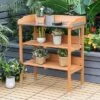 Deals 💯 Costway Garden Wooden Potting Bench Work Station Table Tool Storage Shelf W/Hook 🤩