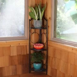 Budget 😀 Sunnydaze Decor Sunnydaze Indoor/Outdoor Steel 3-Tiered Potted Flower Plant Folding Corner Stand Display with Mosaic Tiled Top - 44" - Blue 🔔 -Planters Sales Store unnamed file 7209