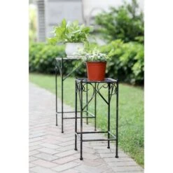 Coupon 🌟 Square Iron Plant Stand With Ridged Detail Black/Gold - Ore International 🎁 -Planters Sales Store unnamed file 7213