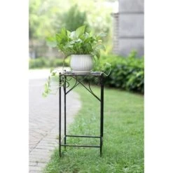 Coupon 🌟 Square Iron Plant Stand With Ridged Detail Black/Gold - Ore International 🎁 -Planters Sales Store unnamed file 7215