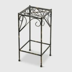 Coupon 🌟 Square Iron Plant Stand With Ridged Detail Black/Gold - Ore International 🎁 -Planters Sales Store unnamed file 7217