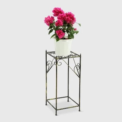 Wholesale ๐คฉ Square Iron Plant Stand Black/Gold - Ore International ๐ 4 Wholesale ๐คฉ Square Iron Plant Stand Black/Gold - Ore International ๐ - Image 2