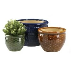 Wholesale ⌛ Zingz & Thingz Set of 3 Indoor/Outdoor Ceramic Plant Pots - Zings & Thingz ✨