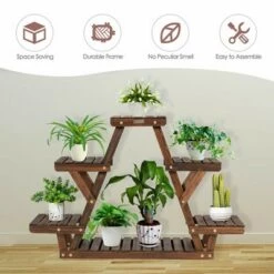 Best reviews of 👏 Costway Wood Plant Stand Triangular Shelf 6 Pots Flower Shelf Storage Rack Plant Holder 🎉 -Planters Sales Store unnamed file 7285