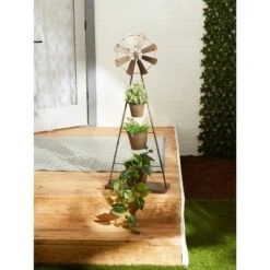 Buy 🥰 Zingz & Thingz 18.5" Indoor/Outdoor Metal Windmill Plant Stand Black - Zings & Thingz 😀 -Planters Sales Store unnamed file 7294