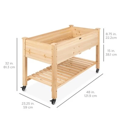 Best Sale โ๏ธ Best Choice Products Raised Garden Bed 48x24x32in Mobile Elevated Wood Planter w/ Lockable Wheels, Storage Shelf, Liner ๐ 7 Best Sale โ๏ธ Best Choice Products Raised Garden Bed 48x24x32in Mobile Elevated Wood Planter w/ Lockable Wheels, Storage Shelf, Liner ๐ - Image 5