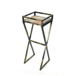 Flash Sale 🔔 Metal Rectangular Plant Stand with Gray Stone Slab - Black/Gold - Ore International 🎉 -Planters Sales Store unnamed file 7307
