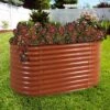 Discount 🛒 Sunnydaze Decor Sunnydaze Large Oval Steel Raised Garden Bed - Stand-Up Height - 62.5" W x 32" H - Brown 🧨