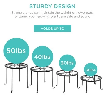 Wholesale 🛒 Best Choice Products Set of 4 Indoor Outdoor Metal Plant Stands, Flowerpot Holders for Home & Garden w/Starburst Design ❤️ 4 Wholesale 🛒 Best Choice Products Set of 4 Indoor Outdoor Metal Plant Stands, Flowerpot Holders for Home & Garden w/Starburst Design ❤️ - Image 2