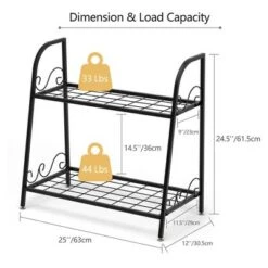 Best Sale 💯 Costway 2-tier Metal Plant Stand Shelf Flower Pot Holder Display Rack 👟 Shoe Organizer 🎁