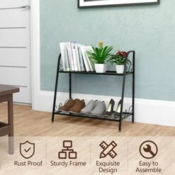 Best Sale 💯 Costway 2-tier Metal Plant Stand Shelf Flower Pot Holder Display Rack 👟 Shoe Organizer 🎁 -Planters Sales Store unnamed file 7323