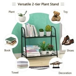 Best Sale 💯 Costway 2-tier Metal Plant Stand Shelf Flower Pot Holder Display Rack 👟 Shoe Organizer 🎁 -Planters Sales Store unnamed file 7325