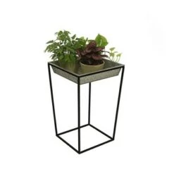 Best Sale 🎁 22" Tall Large Indoor Outdoor Iron Arne Plant Stand with Galvanized Steel Tray Black Powder 🧥 Coat Finish - Achla Designs 🧨 -Planters Sales Store unnamed file 7349