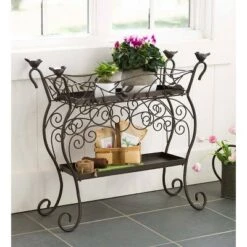 Hot Sale ๐ Plow & Hearth Two-Shelf Cast Iron Plant Stand with Birds ๐