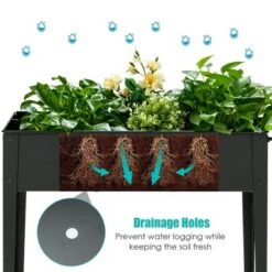 Outlet 🧨 Costway Raised Garden Bed Elevated Planter Box on Wheels Steel Planter w/Shelf 🛒 -Planters Sales Store unnamed file 741