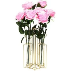 Budget ⭐ Juvale Set of 6 Gold Metal Hinged Plant Stand Set with Glass Test Tube Flower Vases 🔔 -Planters Sales Store unnamed file 7421