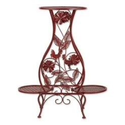 Top 10 😍 Zingz & Thingz 12.59" Indoor/Outdoor Iron Rooster Hourglass Triple Plant Stand Red - Zings & Thingz ✔️