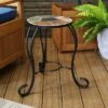 Best deal 🔥 Sunnydaze Decor Sunnydaze Indoor/Outdoor Steel Frame Decorative Slate Tile Top Flower Plant Stand Display Side Table - 12" 🎁 -Planters Sales Store unnamed file 7438