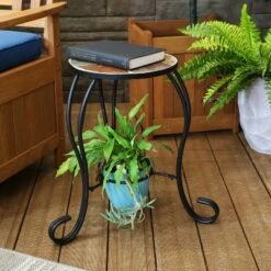 Best deal 🔥 Sunnydaze Decor Sunnydaze Indoor/Outdoor Steel Frame Decorative Slate Tile Top Flower Plant Stand Display Side Table - 12" 🎁 -Planters Sales Store unnamed file 7442
